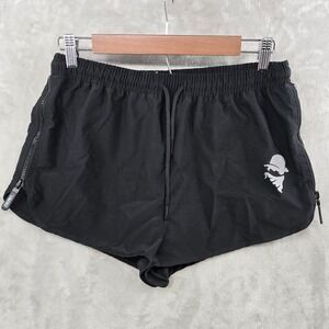 Culprit Women L BAEthing Swim Shorts Black Side Zip Mesh Panels Drawstring Waist